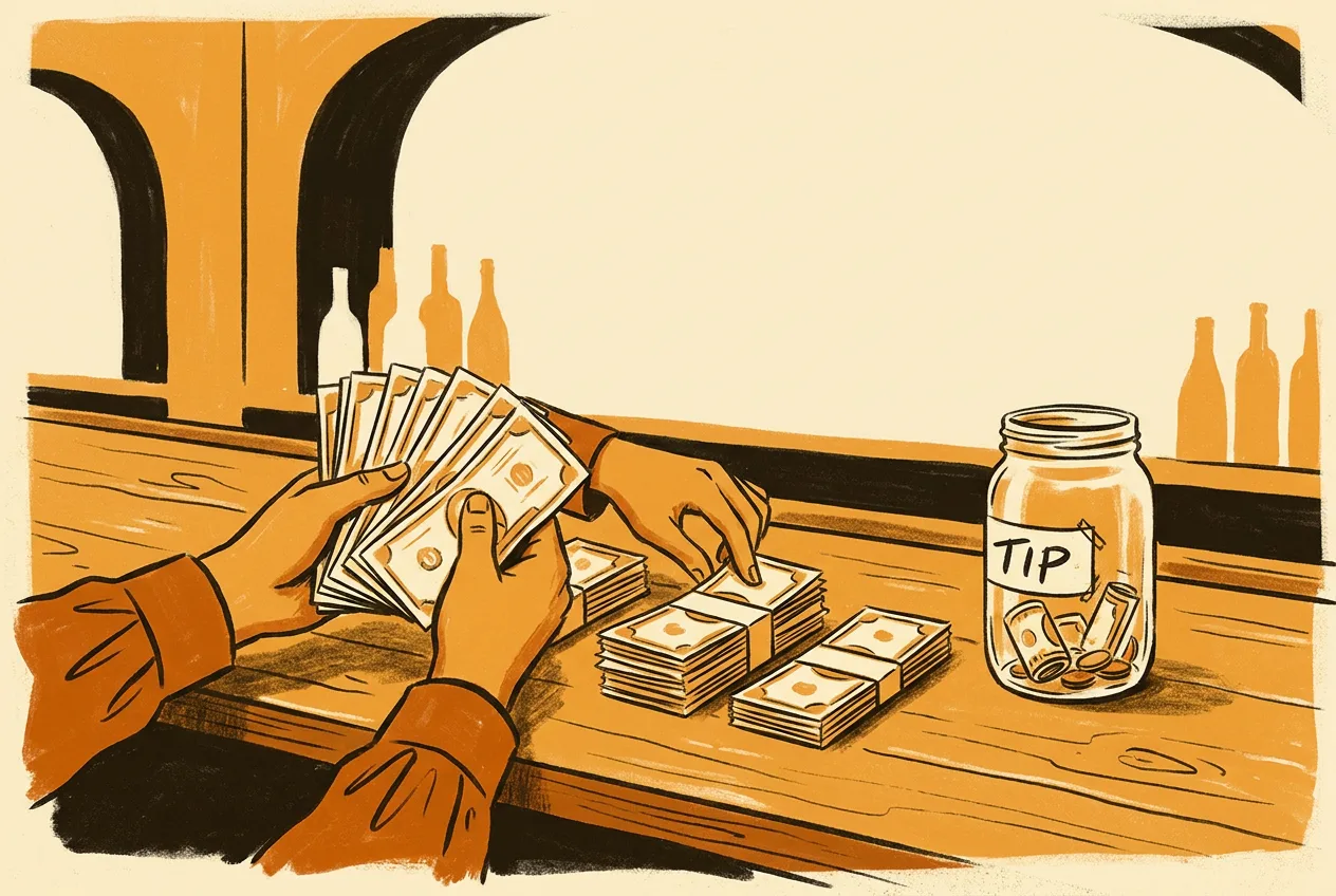 Editorial illustration for How to Calculate a Tip-Out (Servers, Bussers, Bartenders)